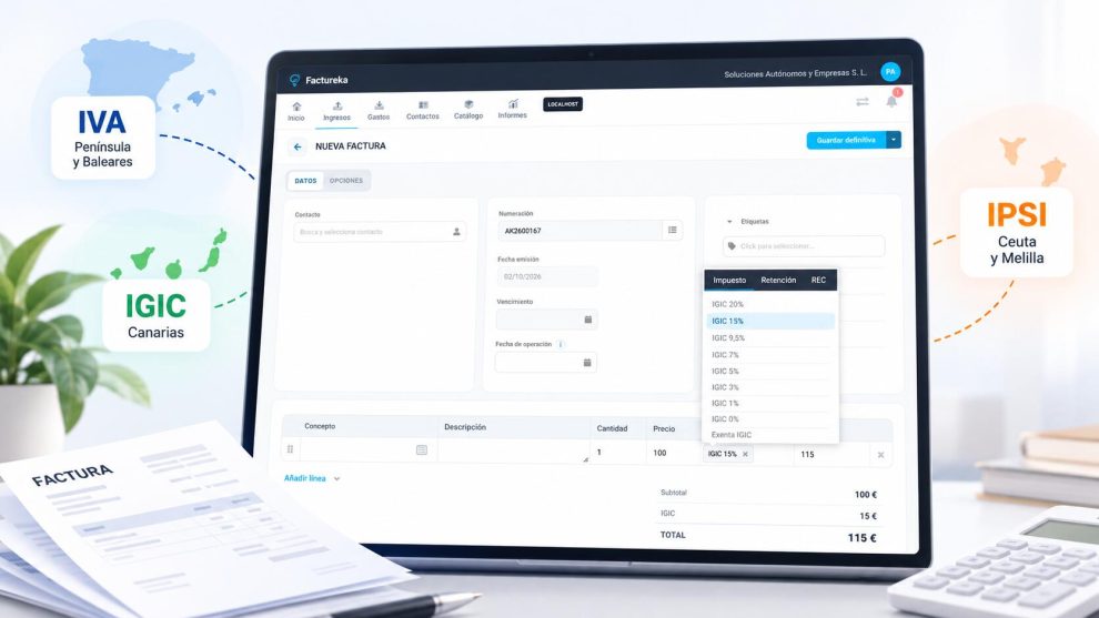 Programa de facturación con IGIC, IPSI e IVA